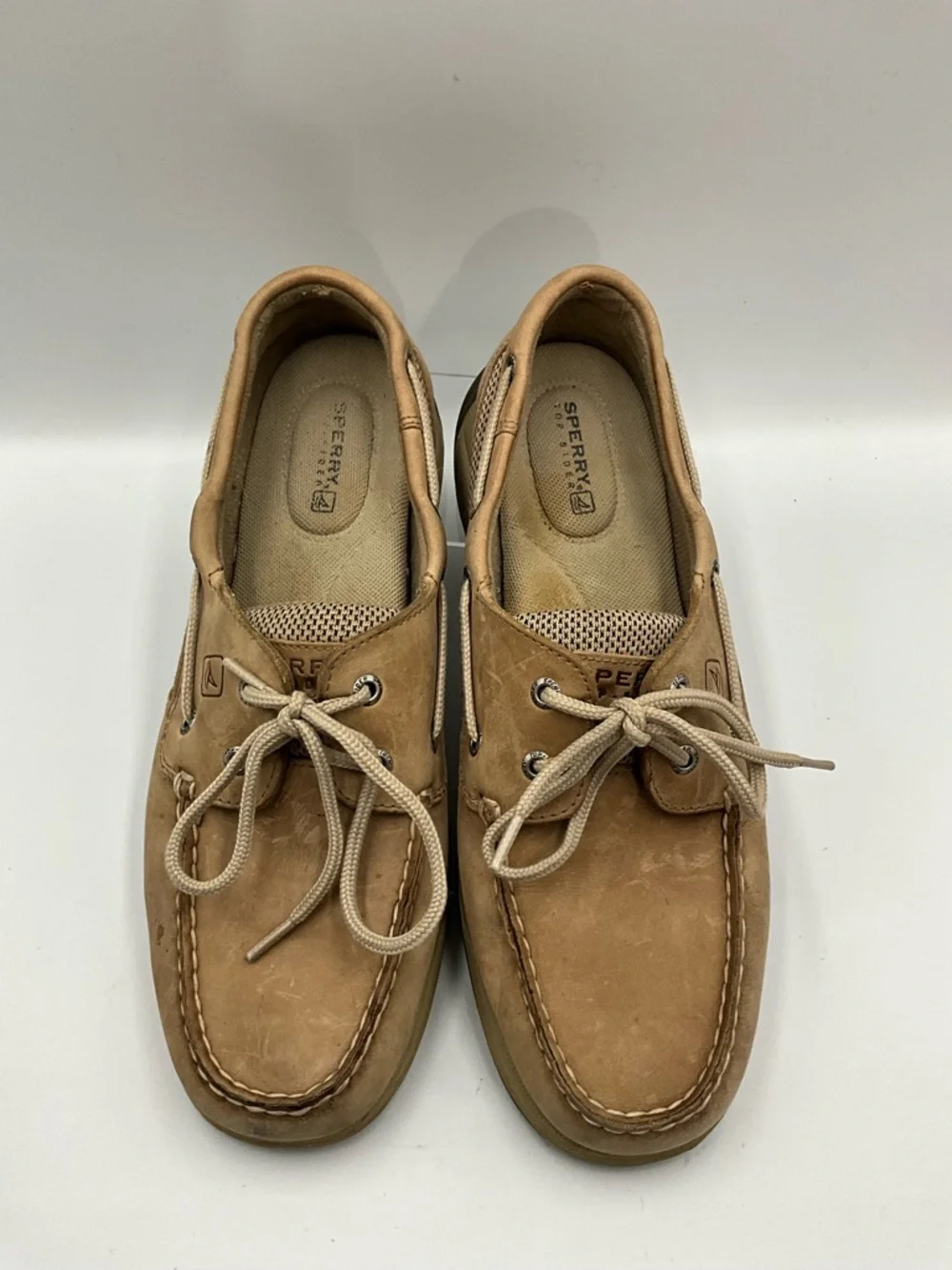 Sperry Boat Shoes Size 9 Tan Leather Boat Shoes with Mesh Panels